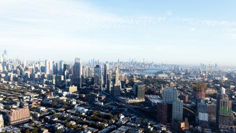 Aerial view of the Alloy Block development