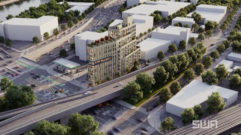 Aerial view of 261 Grand Concourse looking northwest